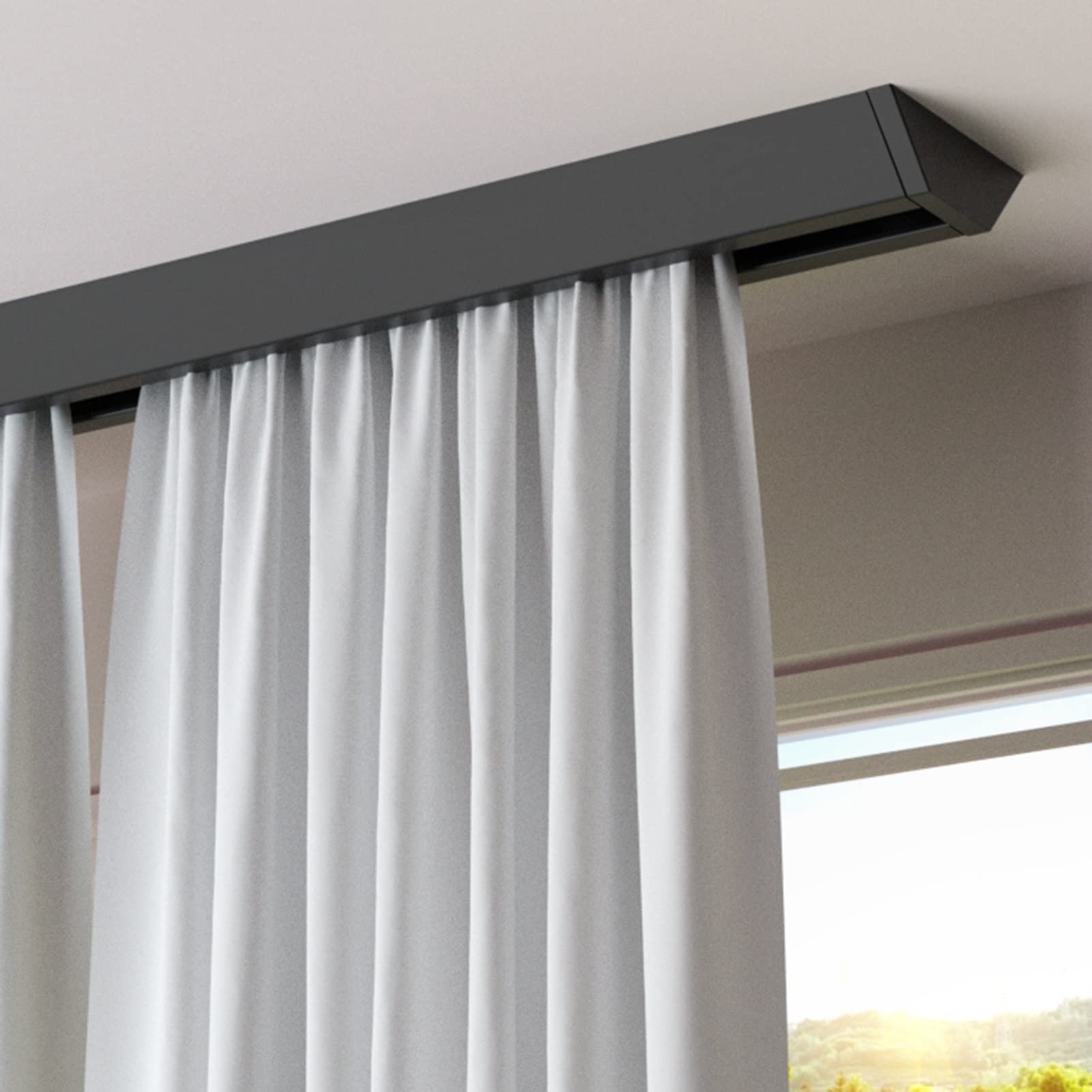 Binario adesivo per tenda da soffitto o parete, per tende pesanti, senza trapano, senza attrezzi, soluzione divisoria con asta autoadesiva e ganci per tende