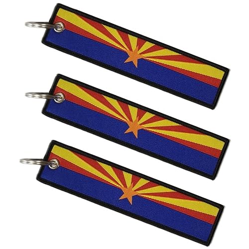 3 Pack Arizona Flag,Key Chain Tag with Key Ring -