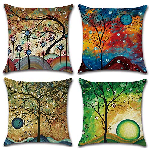 HuifengS Fundas de cojín cuadradas de Lino Cover