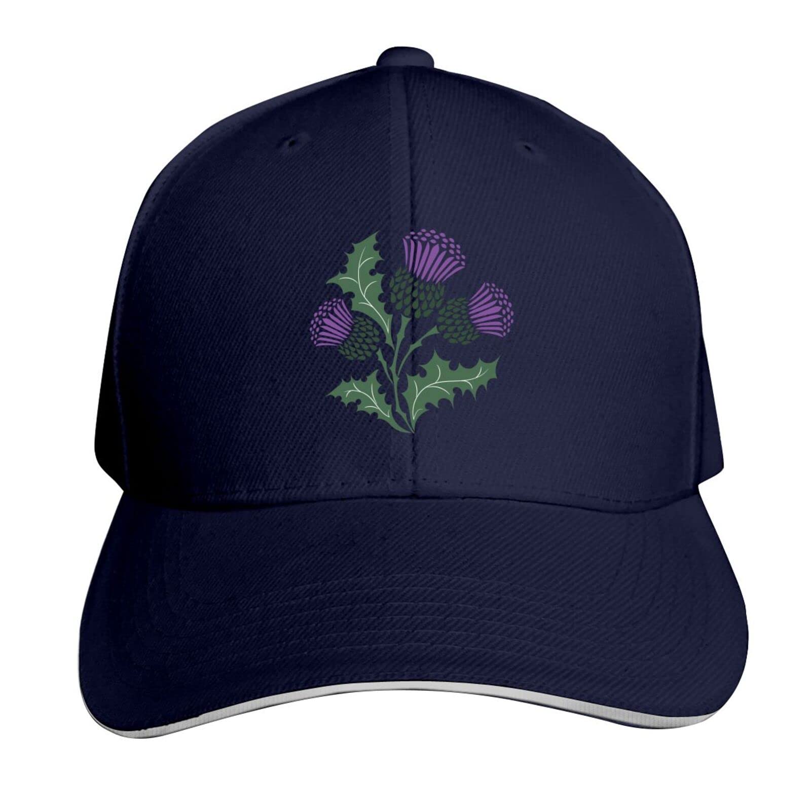 Hdadwy Unisex Scottish Thistle Navy Scottish Thistle Baseball Cap Adjustable Sport Sandwich Cap Trucker Hats Classic Hip Hop Peaked Hat For Men Women