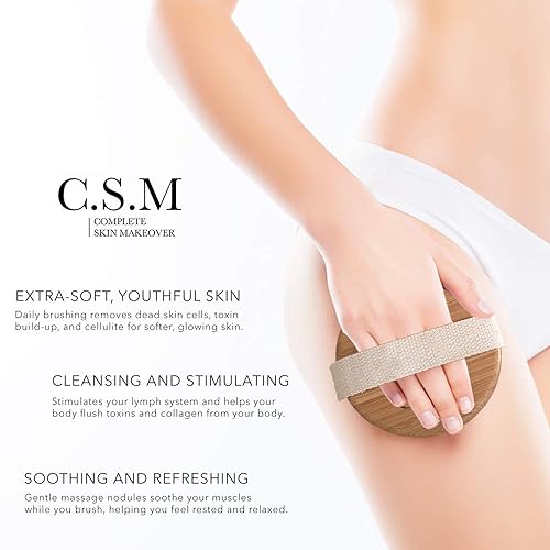 Miniatura 2 de C.S.M. cepillo para el cuerpo seco o mojado, exfoliante suave para una piel más suave y brillante, acaba con la celulitis y la piel seca, mejora la