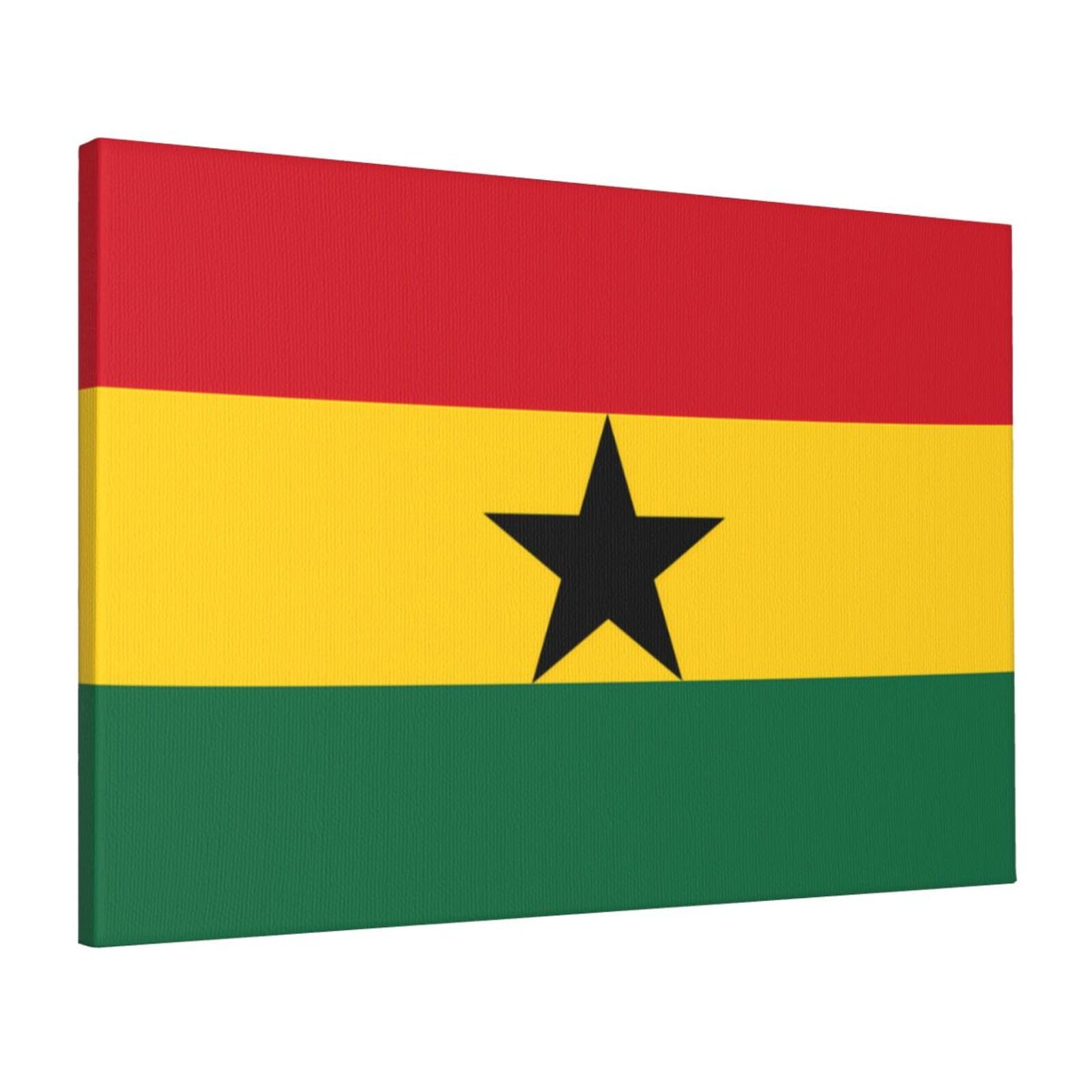 CNTDBU Flag of Ghana Canvas Wall Art 16x24 Inch-Large Modern Painting Print for Living Room, Framed Ready to Hang Artwork for Bedroom