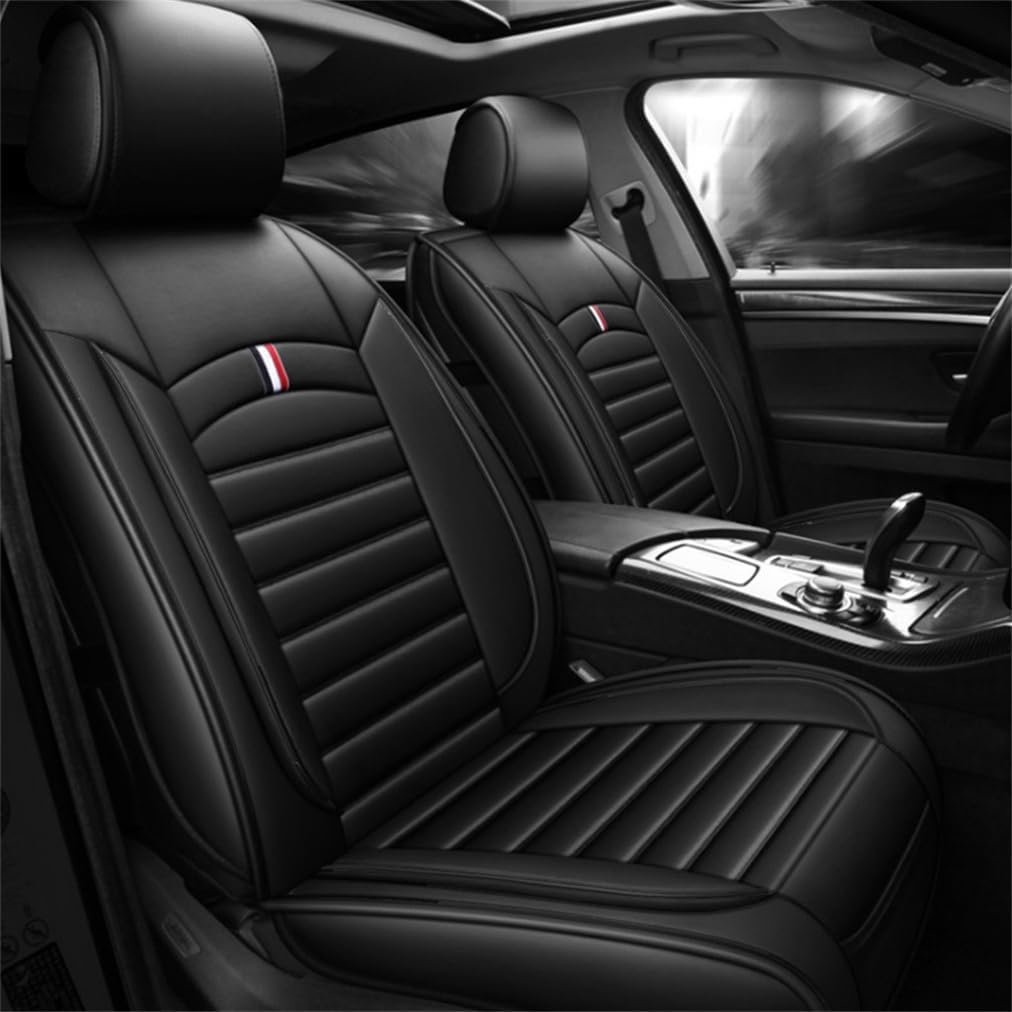 Car Seat Covers Full Set for Toyota for Hilux 2004-2025 Car Seat Protector Waterproof Leather Seat Cushion Interior Accessories MH84 Front Pair and Rear Black