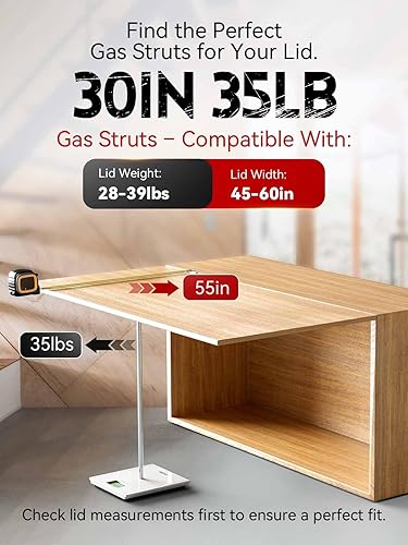 Miniatura 3 de Vepagoo Resorte de amortiguador de gas de 30 pulgadas, 35 lb155 N para cubierta de cama de caravana, cubierta de cama de barco, tapas de puerta,