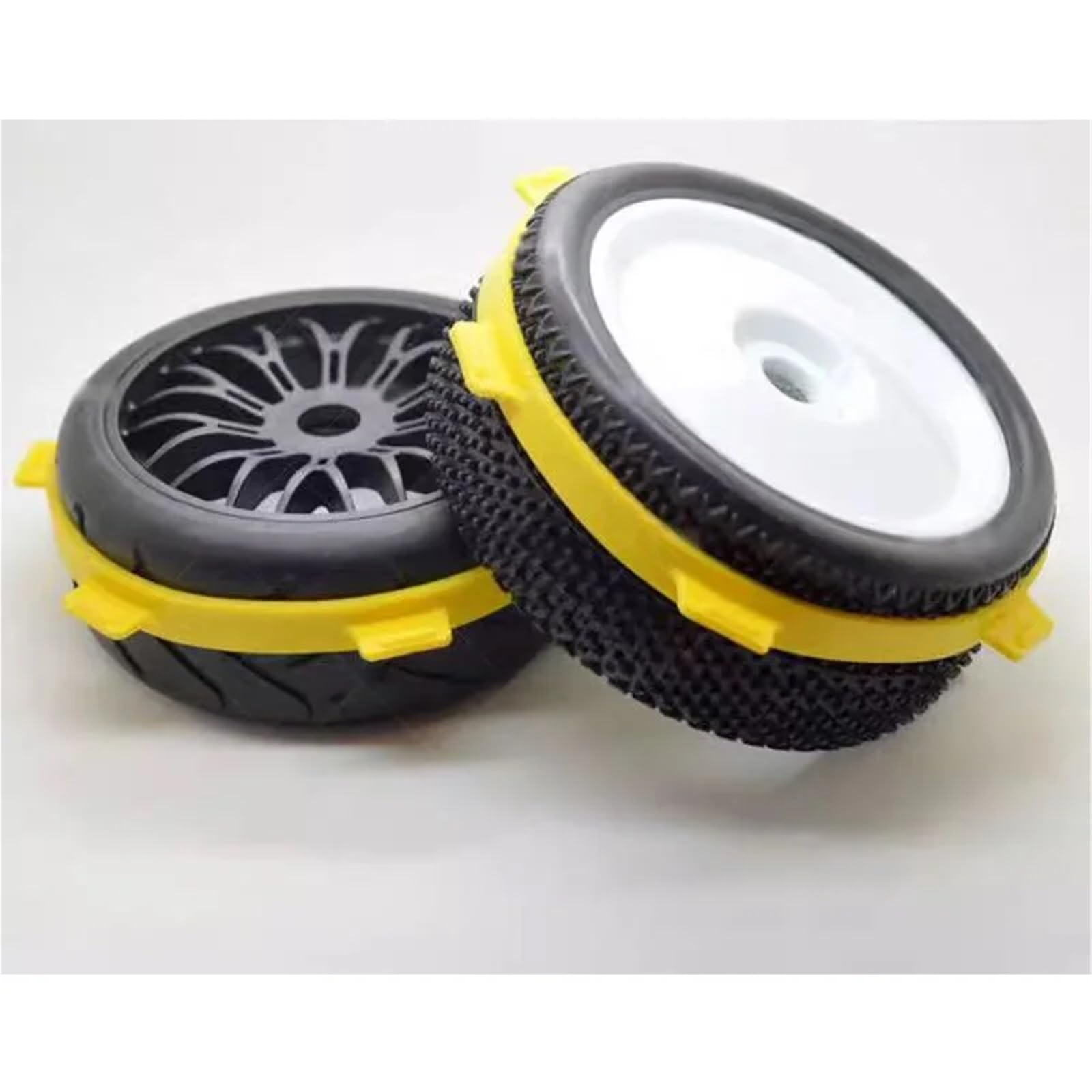Piezas Mejora RC 1/8 para Buggy para 1/10 Camión Recorrido Corto RC Car 2/4P 85mm Bandas Pegamento para Neumáticos Piezas Mejora Modificar Accesorios Repuesto Decoración(Yellow,2pcs)