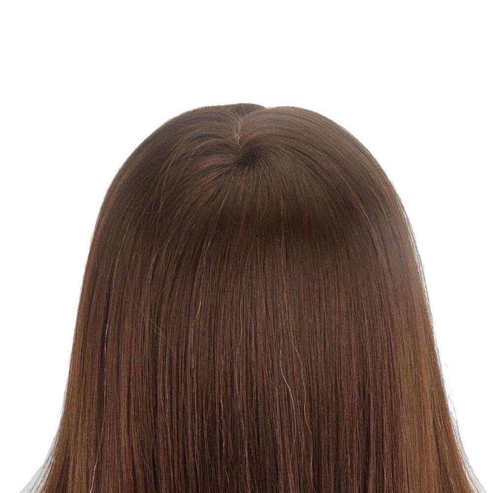 18 pollici Capelli Umani Marrone e Nero Due Colori Modello Testa Sportiva per Barbiere