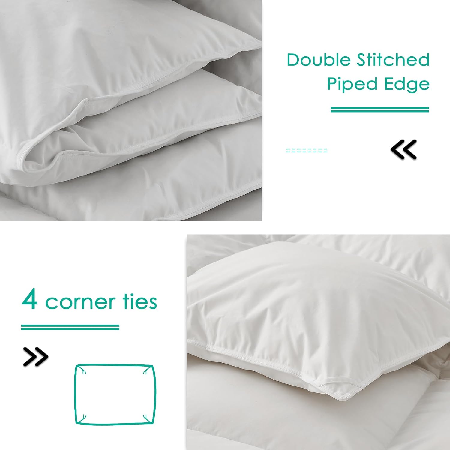 APSMILE Light Feather Down Fibers Comforter Queen Size, All Seasons White Ultra Soft Duvet Insert, Filled with Feather and Down Fibers Duvet, with Soft Cotton Blend Cover 90×90 inches