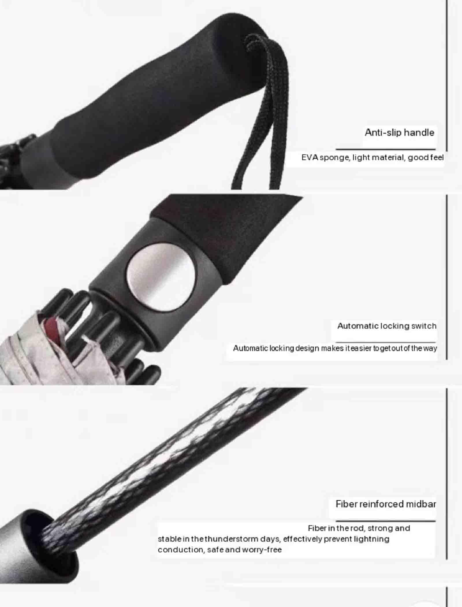 Paraguas de Golf Abierto automático de 54 Pulgadas Extra Grande de Gran tamaño Doble Dosel ventilado a Prueba de Viento Paraguas Impermeables