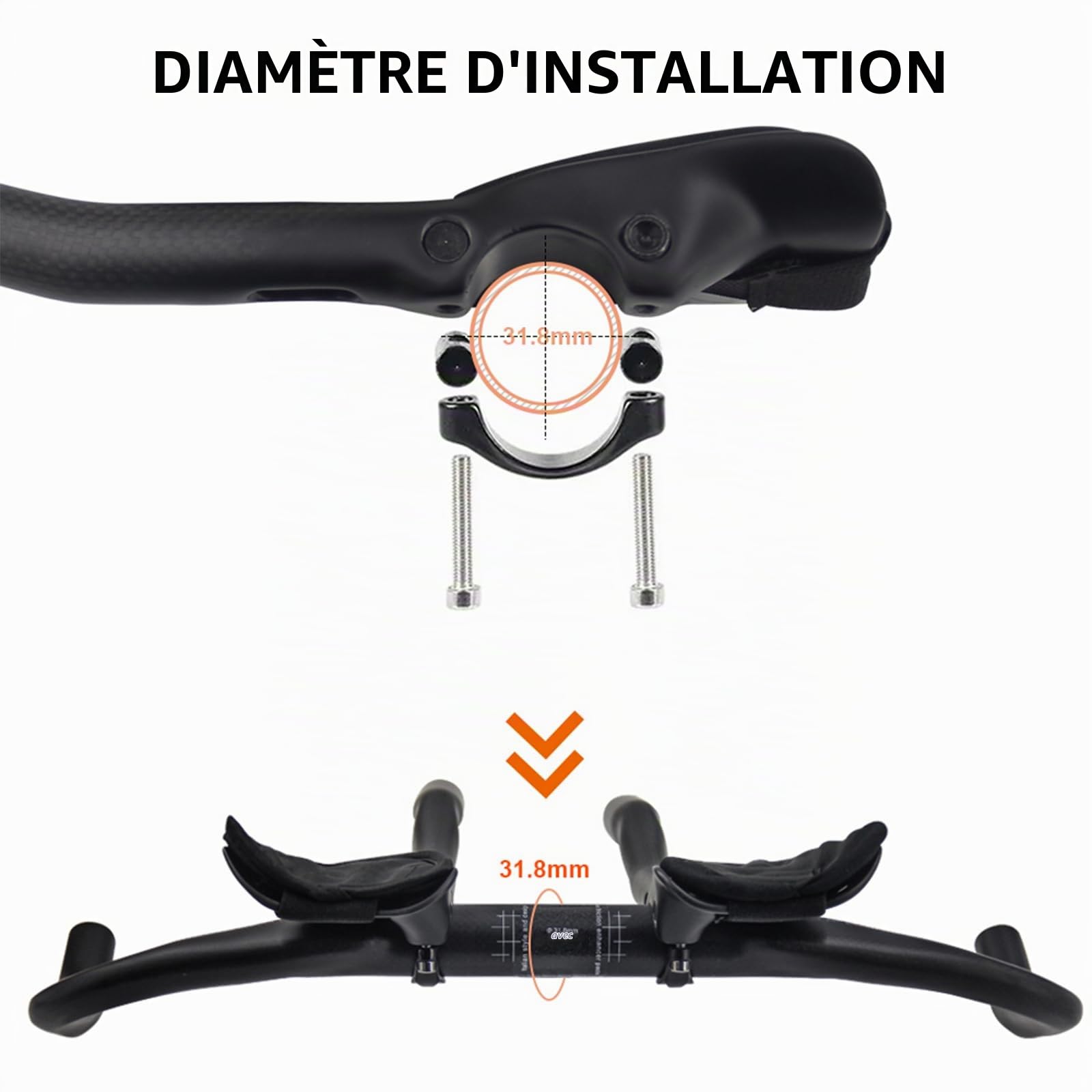Alfa Pasca guidon velo triathlon 31.8 * 340mm prolongateur triathlon | guidon triathlon 3K Mat prolongateur velo
