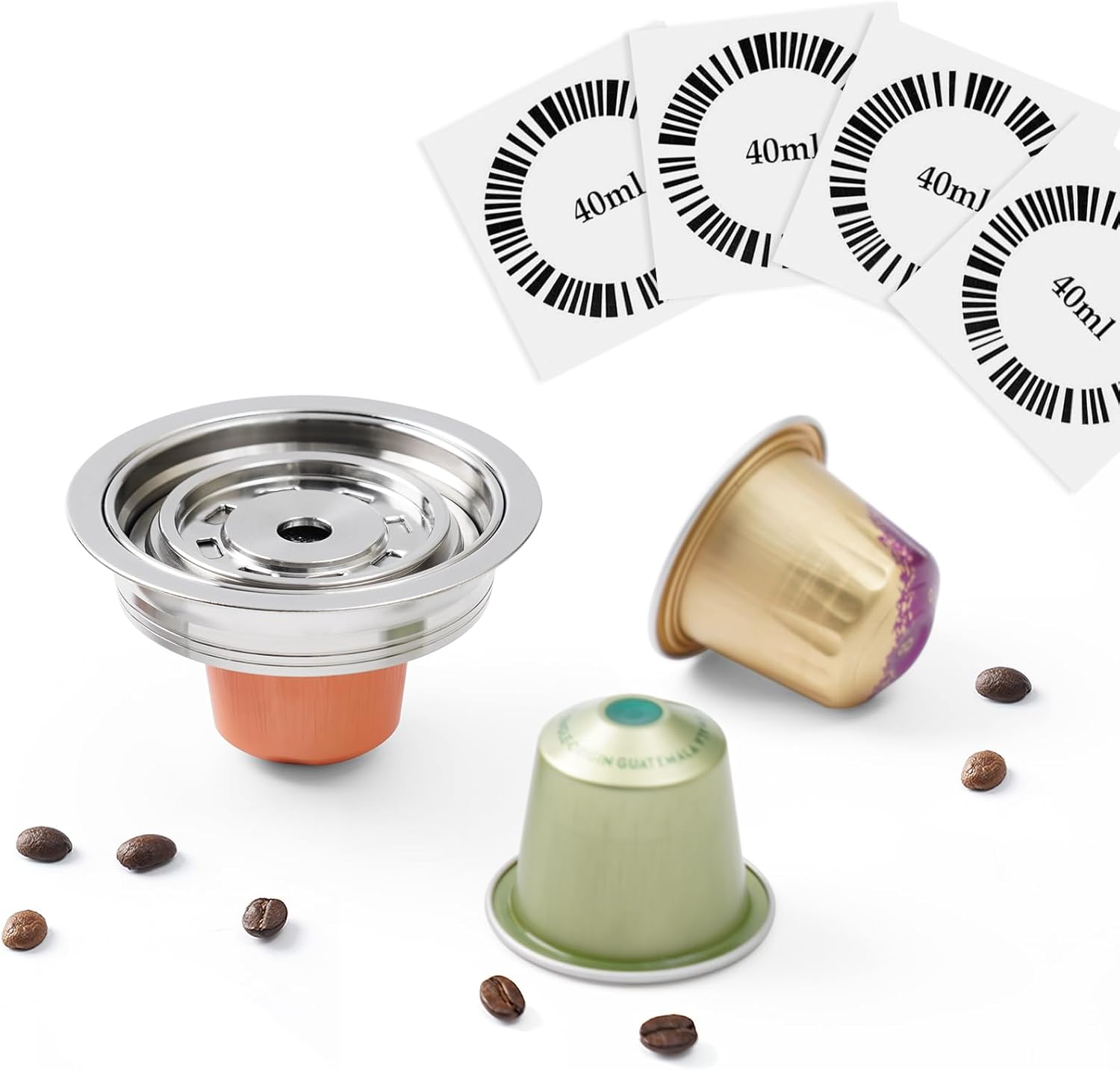 Reusable N espressoVertuo Pod Adapter Compatible with Delonghi ENV135/VertuoLine GCA1, BENFUCHEN Stainless Steel Coffee Capsule Converter For VertuoMachine, Brewing NS Coffee (Brewing 40ML/1.35oz) Brew 40ML
