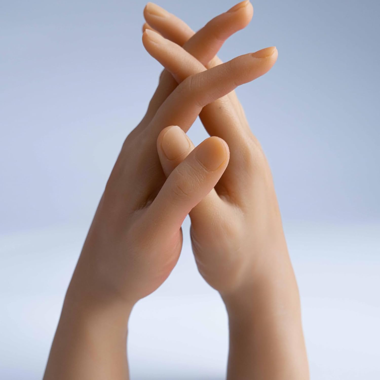 2pc Silicone Hand Model,Realistic Silicone Male Hand Life Size Male Model Hand for Showing Jewelry Nail Art Practice Halloween Costume Prosthetics with Acrylic Nails (Wheat, A Pair Hand-with Skeleton)