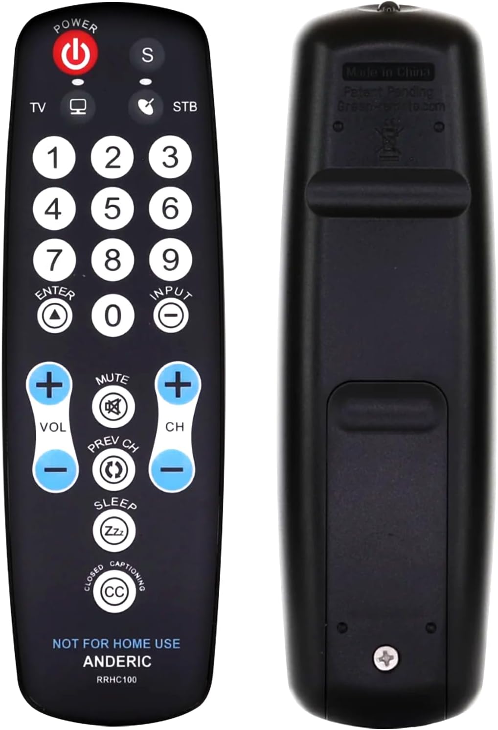 Anderic EzWipe Universal TV Remote Control - 1-Device - TV Only - for Hospitality, Hotels, Motels, Commercial TVs - Clean Wipeable Membrane Surface - RRHC100