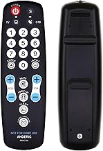 Anderic EzWipe Universal TV Remote Control - 1-Device - TV Only - for Hospitality, Hotels, Motels, Commercial TVs - Clean Wipeable Membrane Surface - RRHC100
