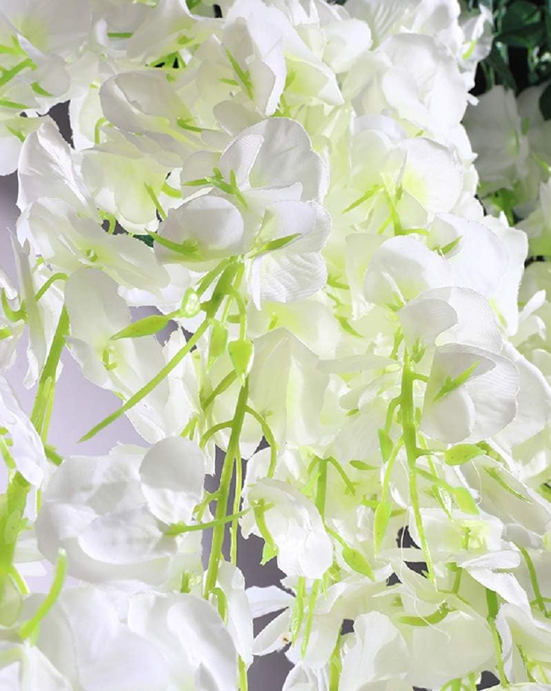 Luyue 3.18 Feet Artificial Silk Wisteria Vine Ratta Silk Hanging Flower Wedding Decor,6 Pieces,(Off-White) : Home & Kitchen