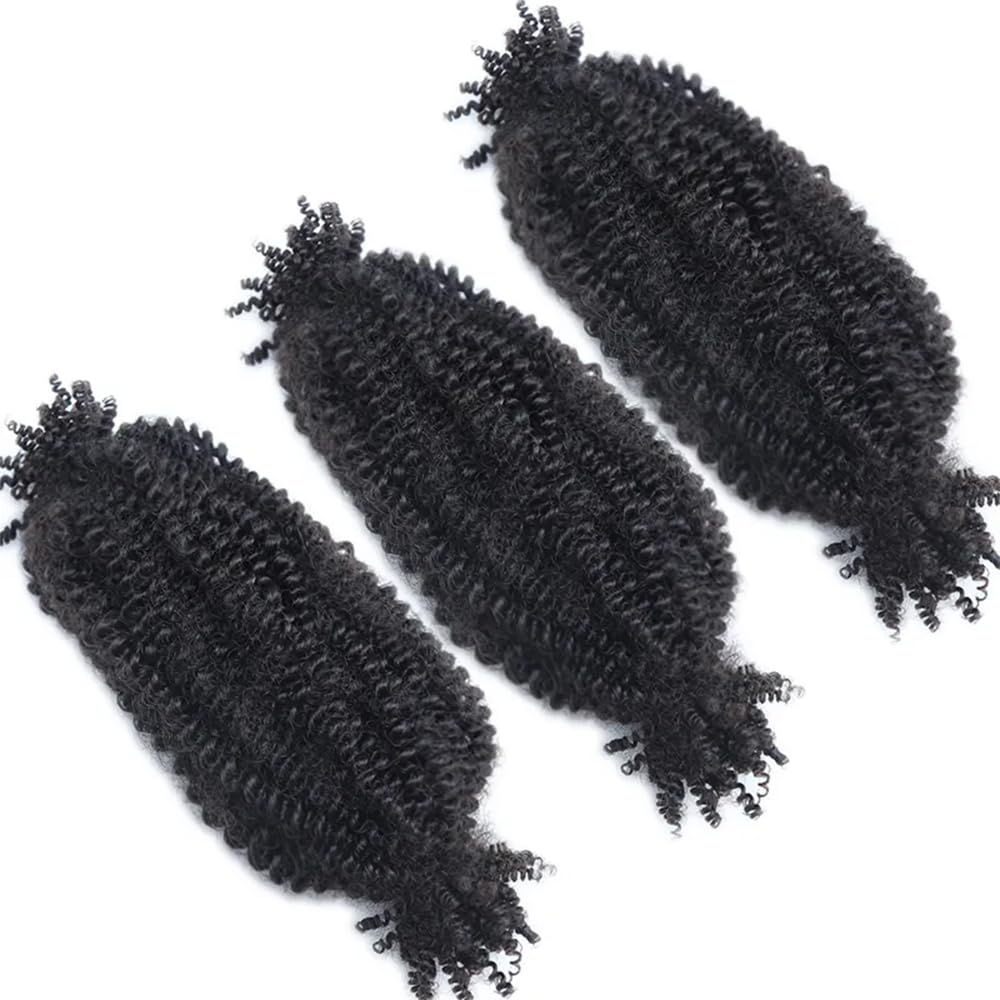 Human Hair Springy Twist Hair Extensions 100% Human Hair Springy Afro Twist Hair Extensions Natural Color 14 Inch 100g