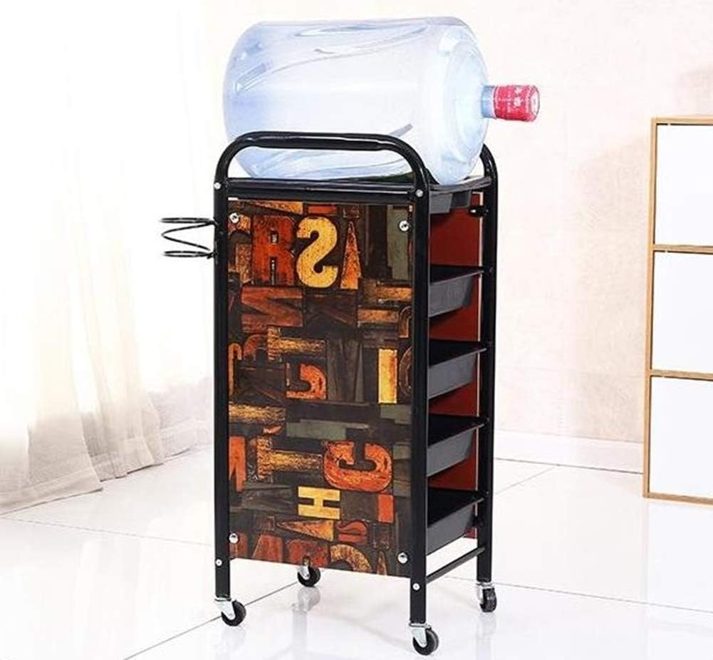 Retro Salon Hairdressing Trolley Hairdresser Barber Beauty Storage Hair Spa Roller Cart 4/5 drawer trays,38x30x81cm,black2 (black2)