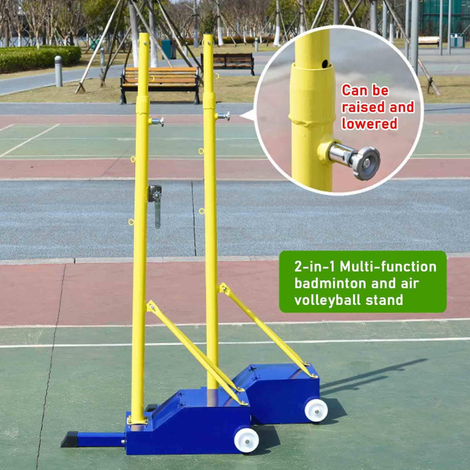 Bâtons de volley-ball et filet de badminton - Support portable pour intérieur et extérieur - Avec base remplissable pour le jardin - Robuste - Pour adultes et jeunes