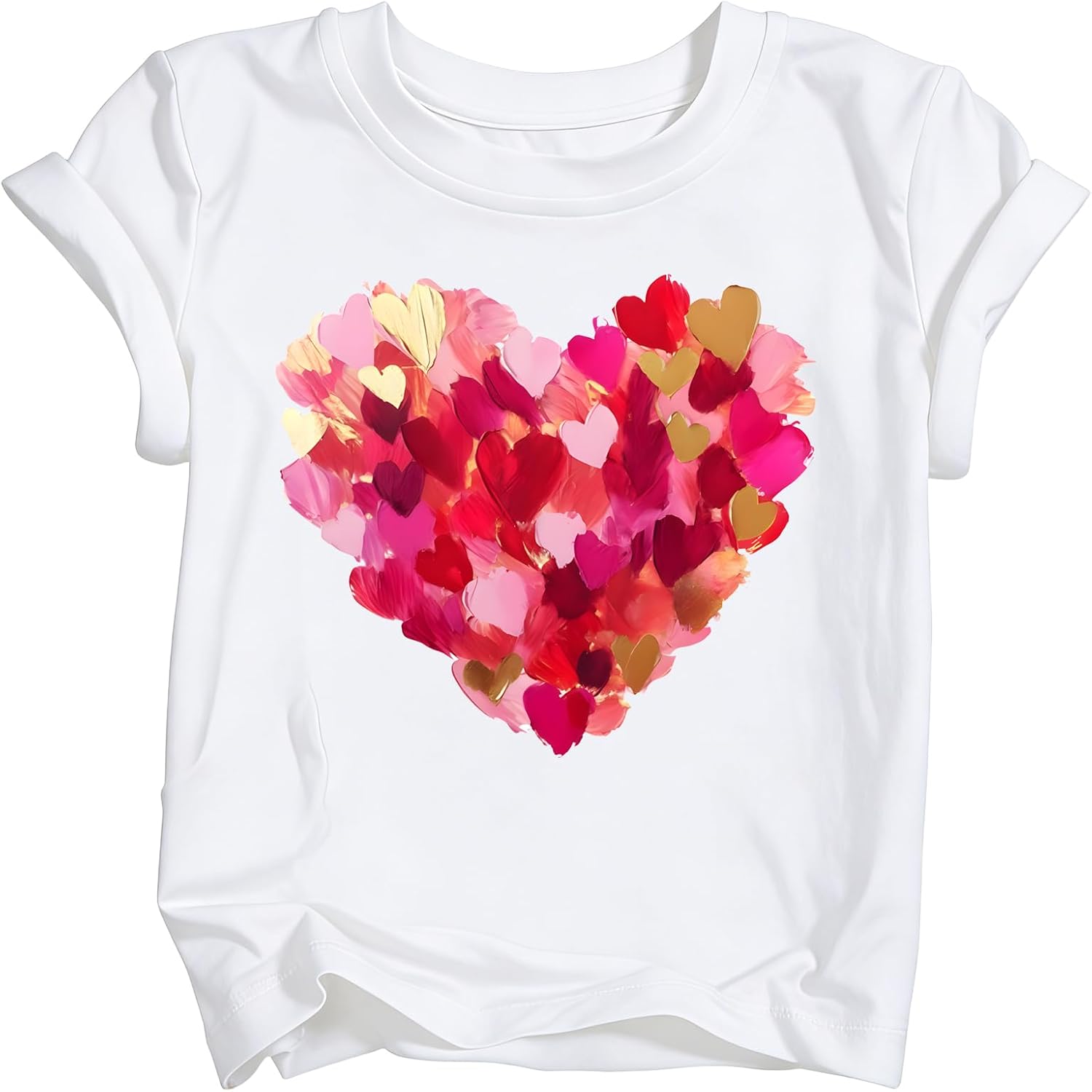 Girls Valentines Day Shirt Kids Cute Love Heart Graphic T-Shirts Toddler Valentine Short Sleeve Tee 2026 (3-10 Years)