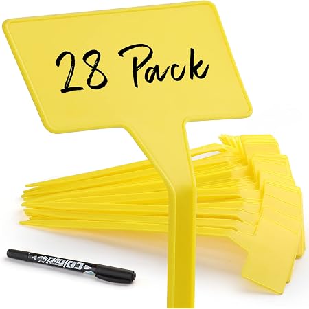 28PCS Plant Labels - 11.8 Inch Waterproof Plastic Garden Markers, T-Type Writable Tags For Herbs, Flowers, Vegetables
