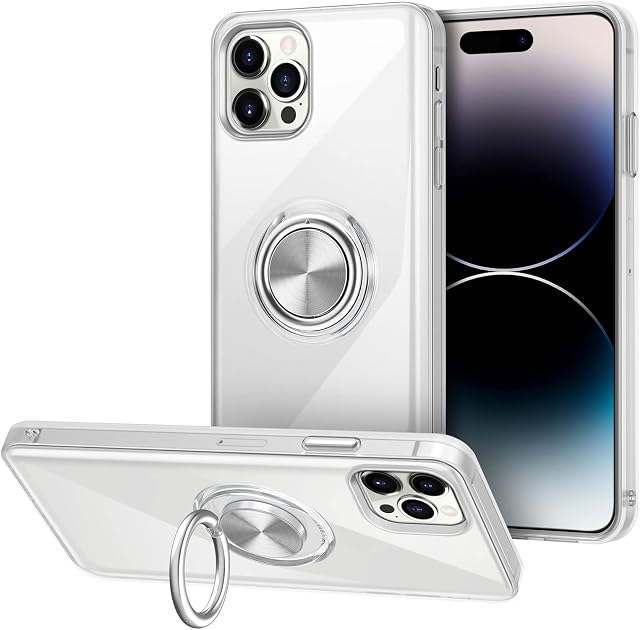 VUNAKE Compatible with iPhone 14 Pro Case with Ring Holder Crystal Clear Case Soft TPU Phone Case Shockproof Bumper Cover Transparent Ring Case Protective Case Cover for iPhone 14 Pro 6.1 Inch
