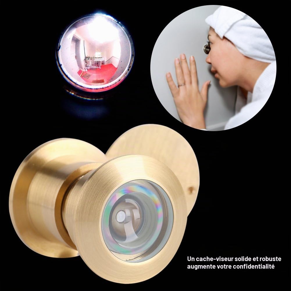 Judas de 28 mm judas de porte de Large Angle de Visualisation Visionneuse de Porte Antivol avec Cache de Protection pour 35 mm-60 mm Épaisseur de Porte (Golden)