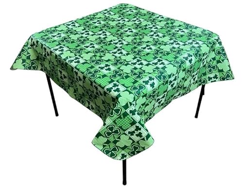 Serafina Home St. Patrick's Day Shamrock Clovers Vinyl Flannel Back Tablecloth (52" X 52" Square) #TOP3