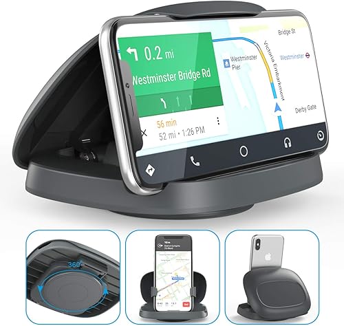 Soporte de teléfono celular para automóvil, soporte vertical horizontal para teléfono con rotación de 360 para tablero de instrumentos compatible