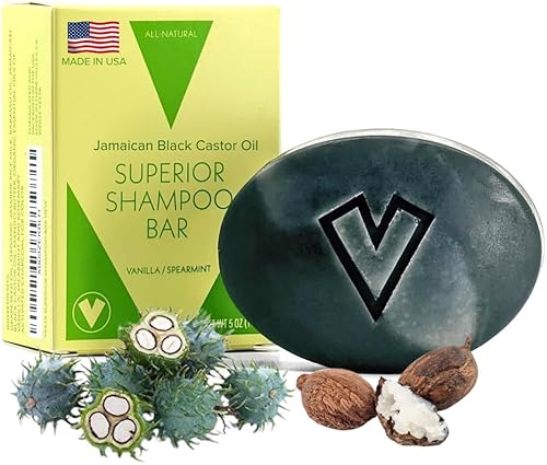 Veeta Barra de champú superior (5 onzas)  Fortalece y promueve el crecimiento del cabello, aceite de ricino negro jamaicano, espuma extrema,