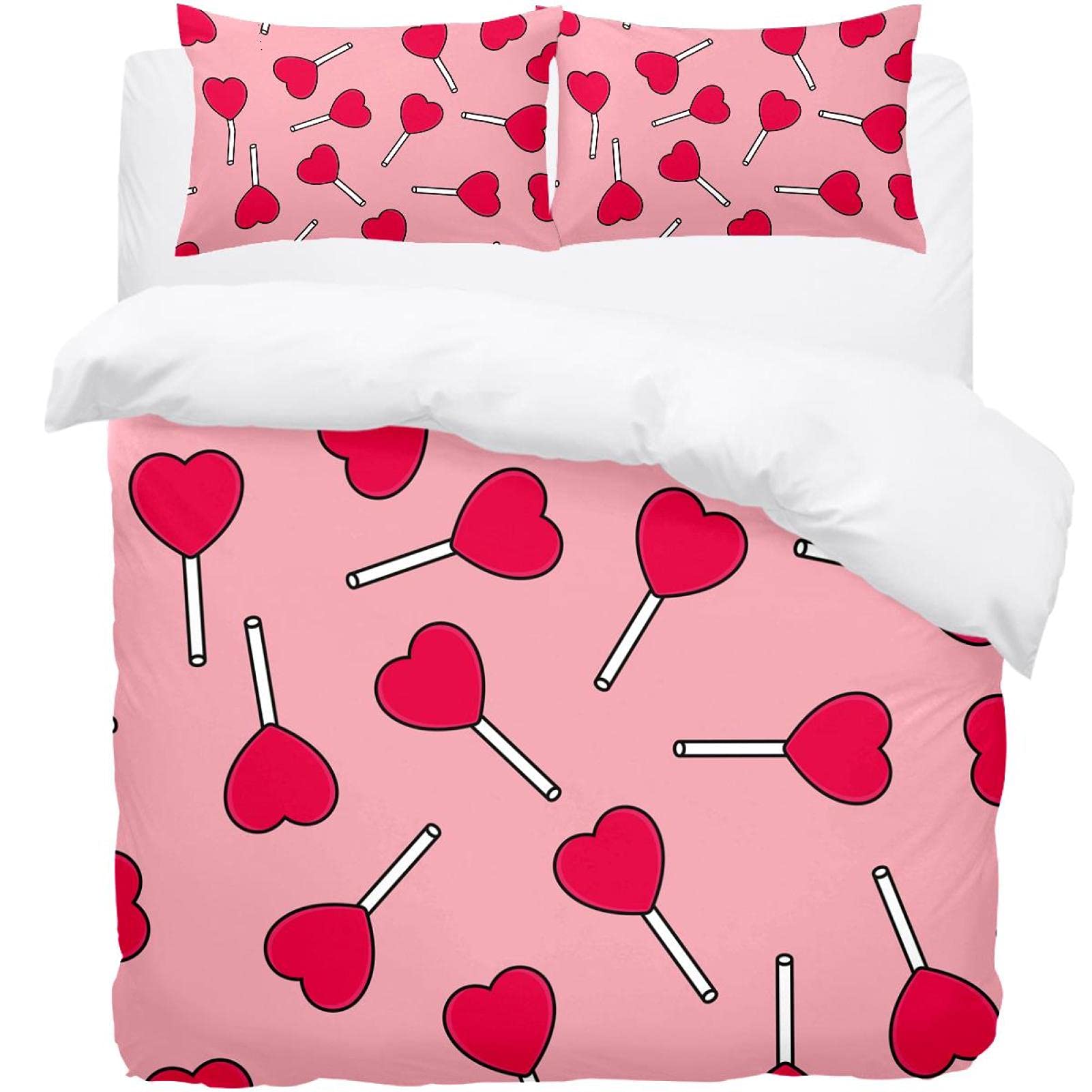Housse de couette rose bonbon et ses 2 taies d'oreiller pour des nuits douces