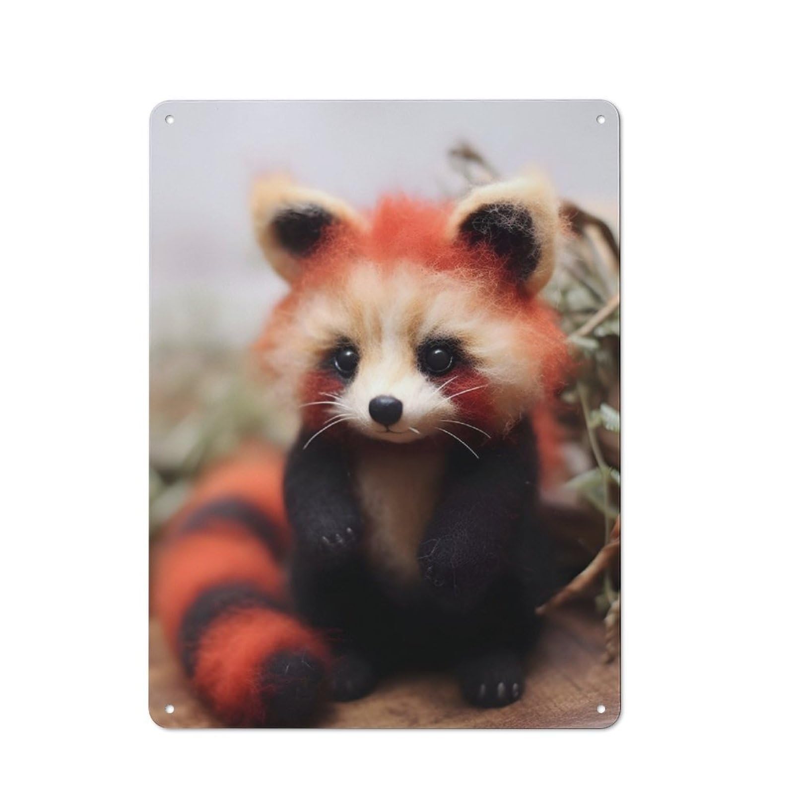Junmoney Red Panda Furry Panda Bear Retro Metal Gift Sign 40X30cm, Home Wall Decor For Flat, Dorm Room, Lounge Or Cafe