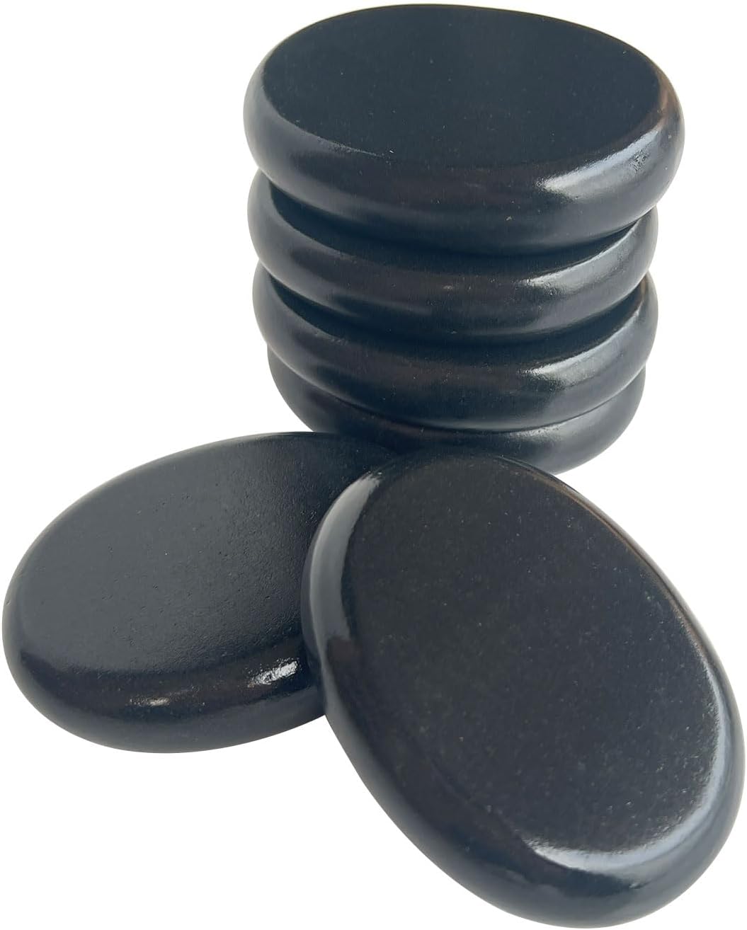 Hot Stones Massage Set,6 Piece Set Oval hot Stone 3.15×2.36×0.7 inches.Basalt Home spa, Relaxation, Massage Treatment