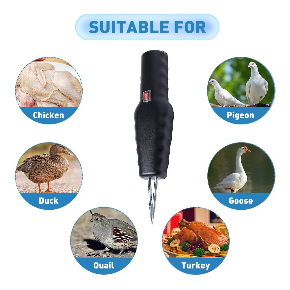 mizikuu Máquina Desplumadora de Pollos de Mano, Portátil Desplumadora Eléctrica de Plumas Eficiente con Interruptor Impermeable Depenador de Aves de Corral, Pato y Ganso, Negro