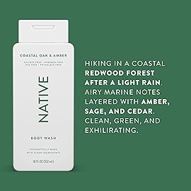 Native Body Wash Contains Naturally Derived Ingredients | For Women & Men, Sulfate, Paraben, & Dye Free Leaving Skin Soft and Hydrating | Coastal Oak & Amber 18 oz - 2 Pk