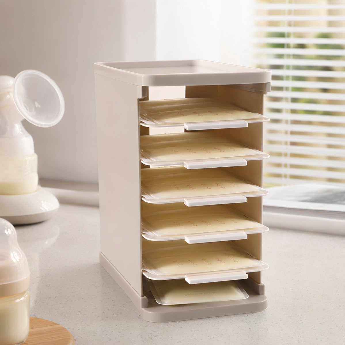 Hemobllo Organisateur de Lait Maternel Détachable pour Sachets 4-8 Oz Pp