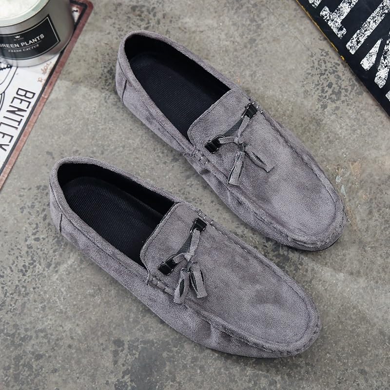 Mens Loafers Round Toe Suede Vamp with Tassel Loafer Shoes Comfortable Slip Resistant Anti-Slip Wedding Slip-on3