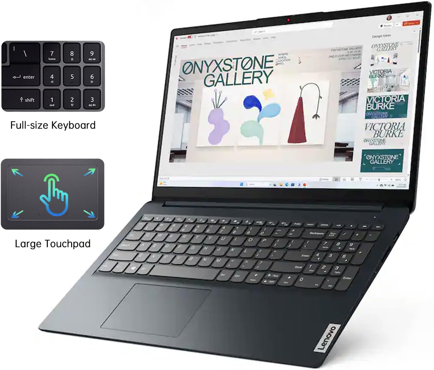 Lenovo Ideapad 1i 15.6 FHD Touchscreen Laptop, Intel Core i5-1335U(Beats i7-1225U), Lifetime MS Office+Copilot AI, 16GB RAM 2TB SSD, Long Battery Life, Windows 11, Laptop for Business Home Student