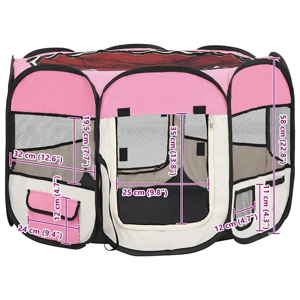 Parque plegable para cachorros con bolsa de transporte, 90 x 90 x 58 cm, marco de metal, red resistente a la intemperie para perreras, recinto libre, protección y seguridad durante el
