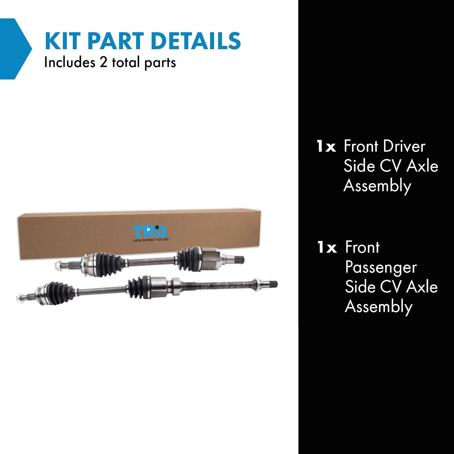 TRQ Front Driver and Passenger Side CV Axle Assembly Set 2 Piece Compatible with 2014-2016 Mazda 3 i Sport i Grand Touring i Touring 2014-2015 3 i SV 2017 3 2.0L 2018 3 Sport