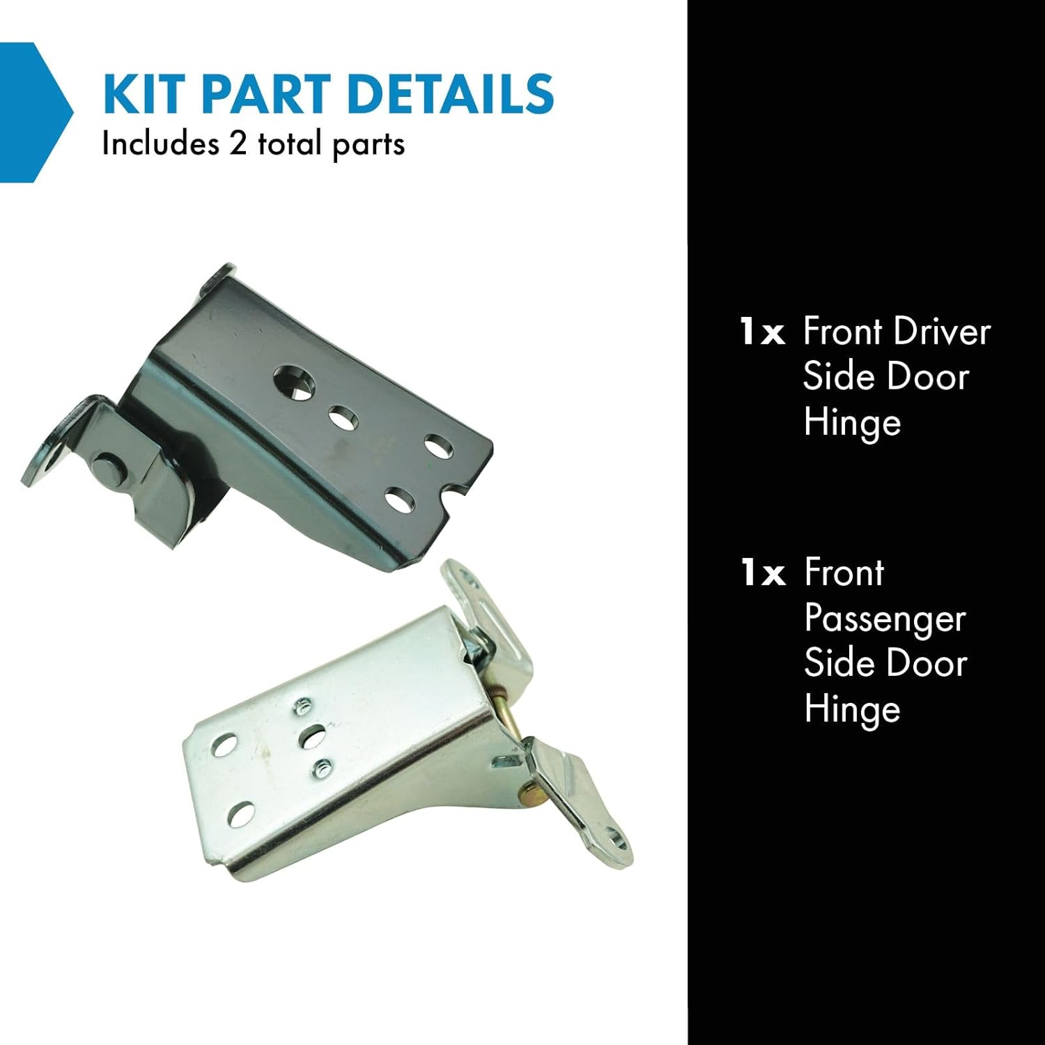 TRQ Front Upper & Lower Door Hinge Compatible with 1980-1996 Ford Bronco F-150 1980-1997 F-250 1997 F-250 HD F-350 1980-1983 Fairmont 1981-1982 Granada 1980-1982 Thunderbird Mercury Cougar