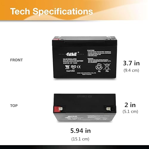Miniatura 3 de Casil Batería de luz de emergencia 6v 12ah CA6120 6v 12ah batería sellada plomo ácido AGM con terminal F2 para batería de luz de emergencia 6v -