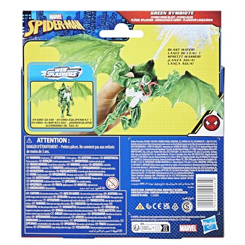 Marvel Spider-Man, Epic Hero Series Web Splashers, Coffret Green Symbiote Hydro-Ailes, Figurine de 10 cm avec véhicule