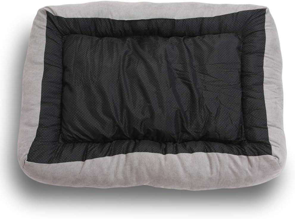 review Happycare Textiles Rectangle Gray low bumper pet bed, 40 x 30 inches, plush and non-slip buttom