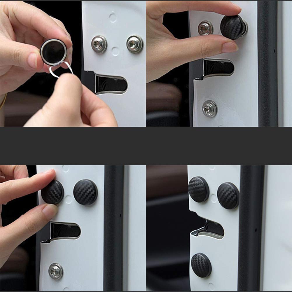12 Pièces Capuchons De Vis Porte Voiture MoreChioce - Protection Anti-Rouille Fibre Carbone