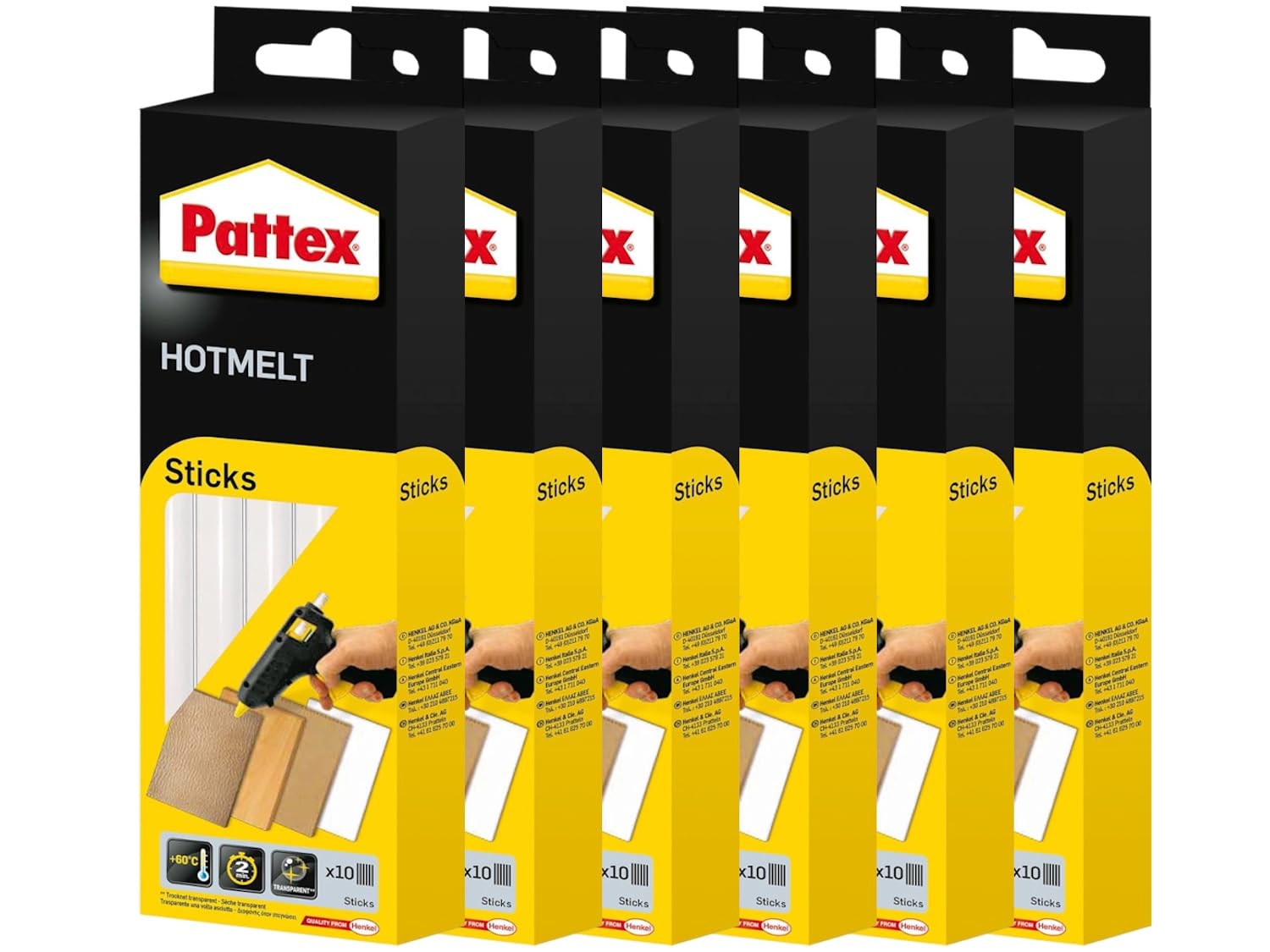 6 x naboje Pattex 10 szt. 200 g patyczki do klejenia na gorąco