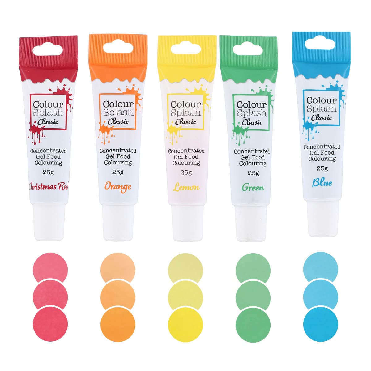 Colour Splash Food Colouring Gels, Rainbow Brights 5 Pack, Highly Concentrated Gels, Easy to Use Squeezy Tubes, Transform Plain Cakes Into Bright, Eye-Catching Creations - Mulitpack