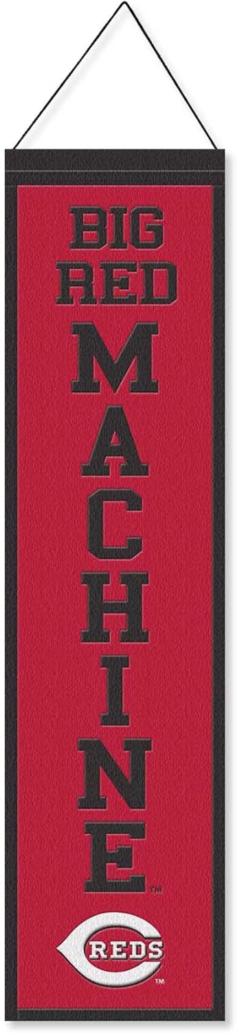 WinCraft Cincinnati Reds Big Red Machine 8x32 Inch Vertical Wool Embroidered Hanging Banner
