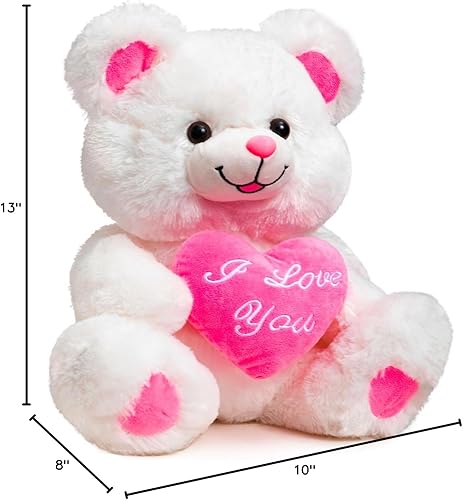 Miniatura 9 de HollyHOME Oso de peluche con corazón rosa que dice te amo y rubores, juguetes de peluche LED para novia y niños, día de San Valentín, 13 pulgadas,