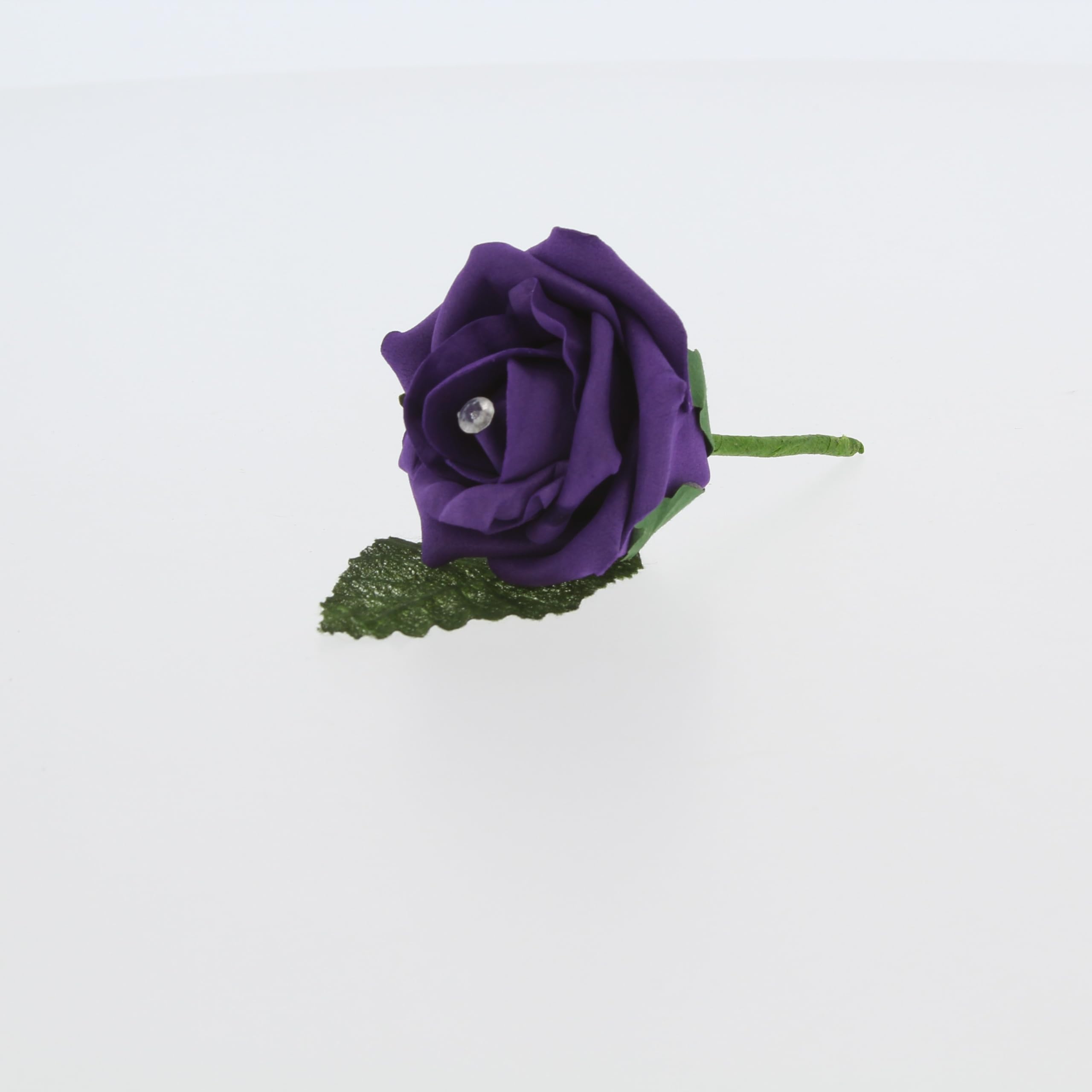 Shimmer-hj 1 Purple Handmade Rose Buttonholes with Diamante - Perfect Artificial Flower Boutonniere & Corsage for Weddings, Proms, Bridal Parties, Bride, Groom, Bridesmaid, and Guests