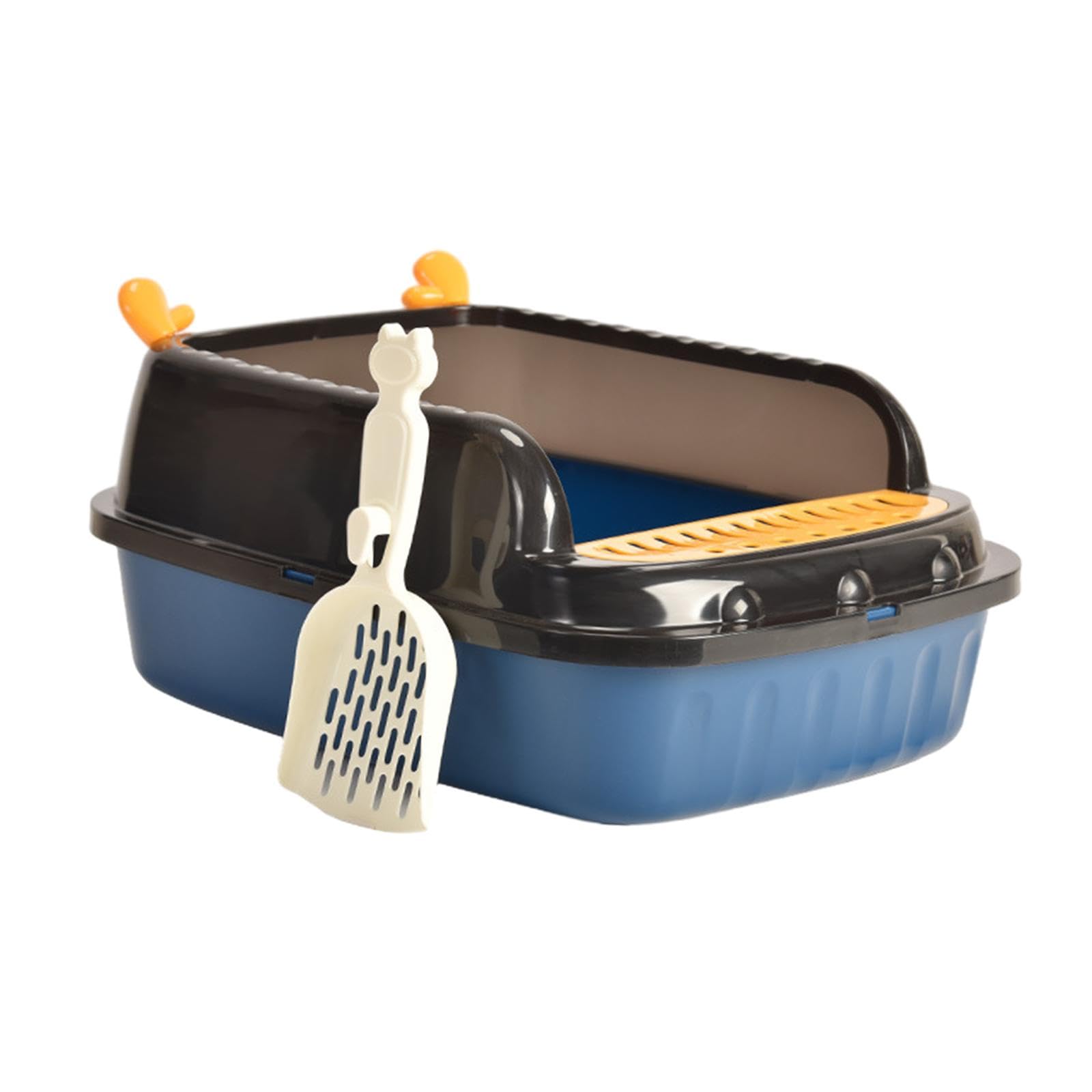 Lettaia, Lettiera for Gatti con Coperchio Aperto(Blue,M)