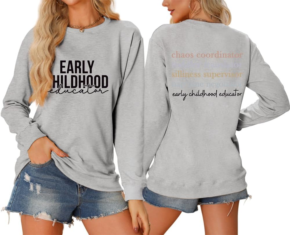 Hadomaki Funny Sweatshirt for Early Childhood Educators – Chaos Coordinator Crewneck Top for Women